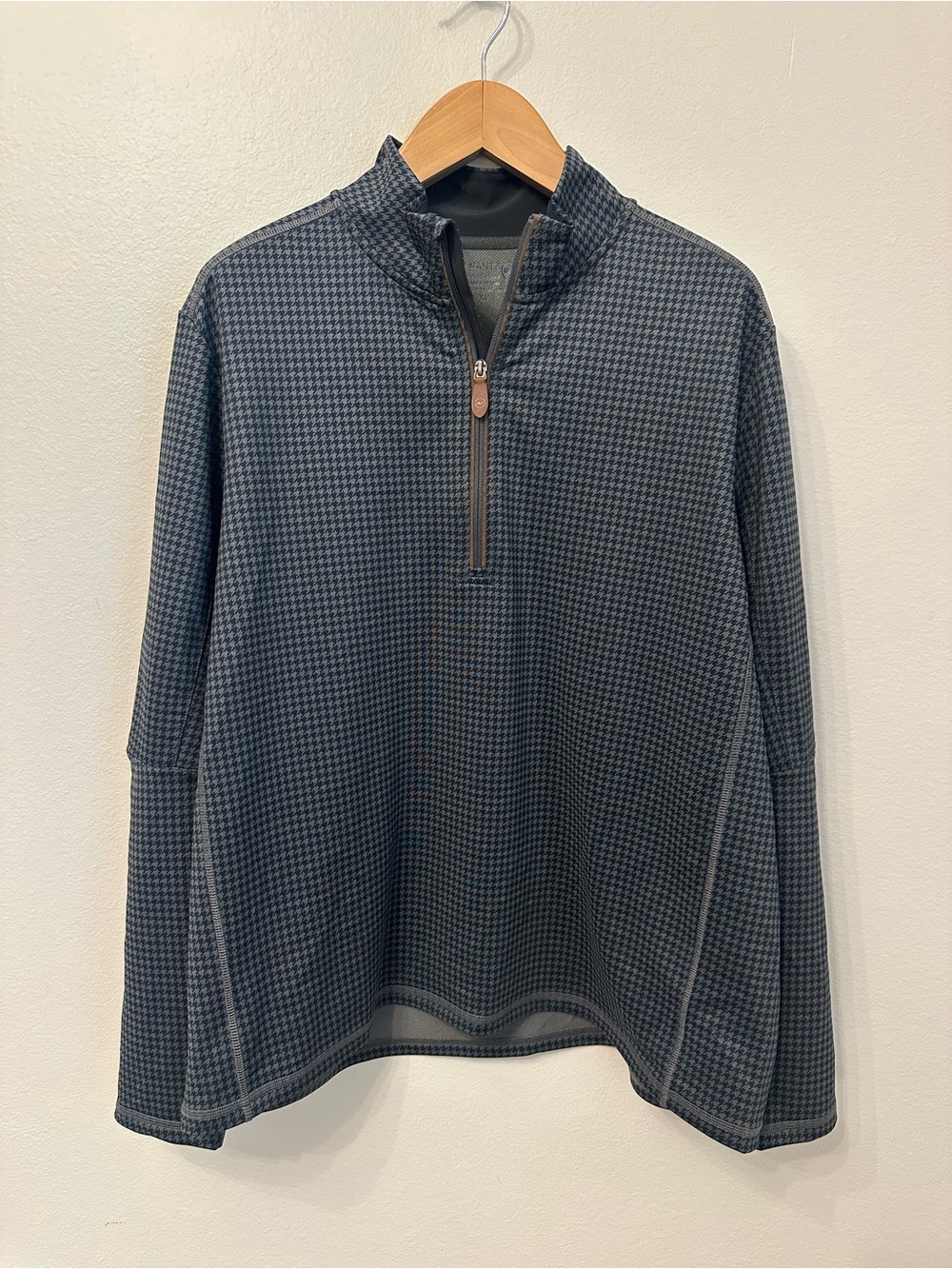 Jim Nantz by Vineyard Vines Men's Quarter-Zip Houndstooth Sweater - Charcoal
